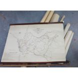 A quantity of vintage map and wall charts, etc Battle of Culloden engraved print, etc (a lot)