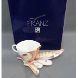 Franz porcelain butterfly cup and saucer designed and sculpted by Jen Woo, boxed