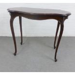 Mahogany serpentine hall table on carved cabriole legs, 78 x 108cm