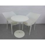 Werzalit of Germany white circular top table and pair of Kartell Dr Yes chairs (3)