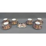 Six Royal Crown Derby Imari pattern 2451 coffee cans and saucers together with a Royal Crown Derby