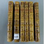 The Works of Alexander Pope Esq, six leather bound volumes, B. Lintot, 1736 (6)