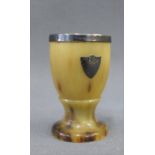 George V silver mounted horn egg cup, Birmingham 1923, 6.5cm high