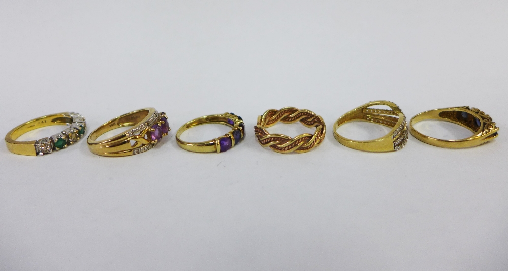 A collection of six 9ct gold gemset dress rings (6) - Image 2 of 3