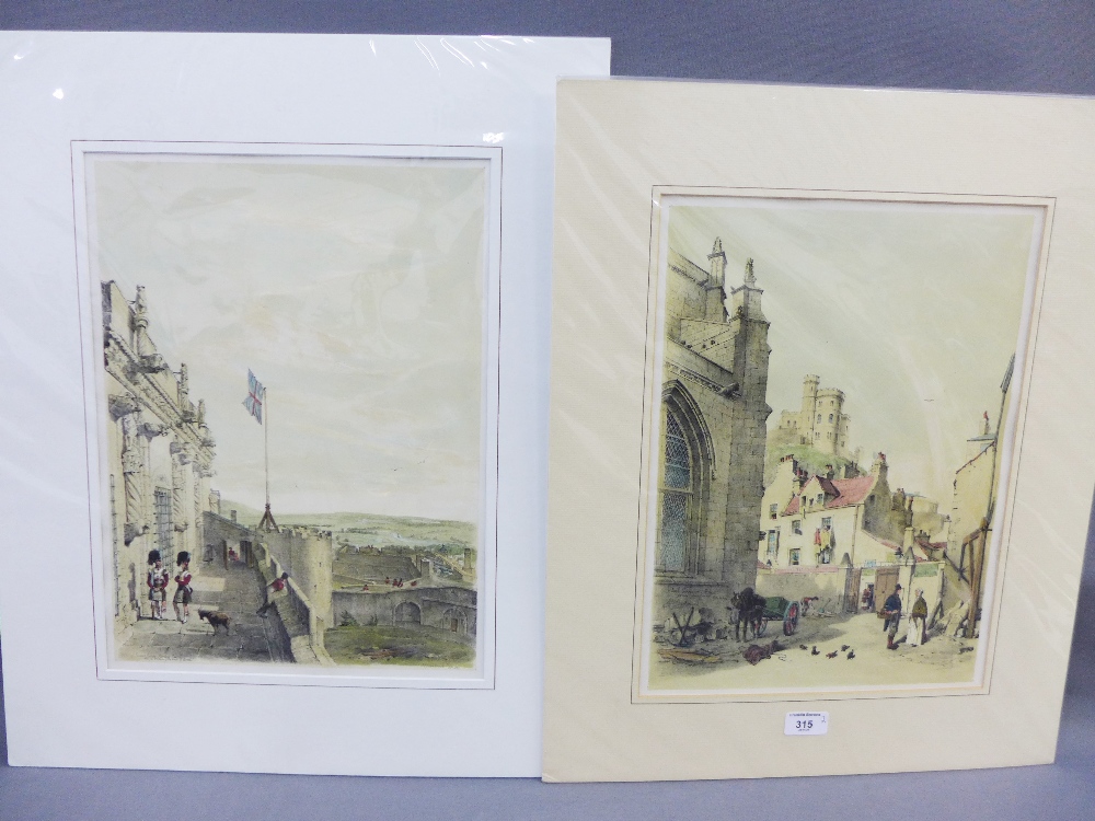 Two coloured Swarbreck prints to include Stirling Castle, etc, in mounts but unframed, 33 x 43cm (2)