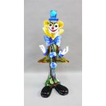 Large Murano coloured glass clown, modelled standing at 43cm high