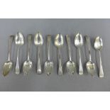 Set of six silver Old English pattern spoons, London 1802 together with a set of four silver Old