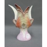 Franz porcelain butterfly tea light holder, 13cm high