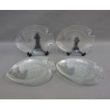 Set of eight moulded glass fish plates (8)
