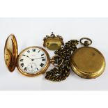 9ct gold Elgin full hunter pocket watch, case numbered 136597, together with a citrine fob in a