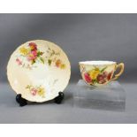 Royal Worcester blush ivory cabinet cup and saucer, (2)