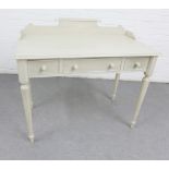 Leporello cream ledgeback desk / writing table with three frieze drawers and turned legs, 90 x 101cm