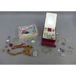 Quantity of silver and costume jewellery, etc (in two boxes) (a lot)