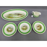 Wood & Son fish patterned table wares to include a serving dish, set of six plates and a matching