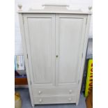 Leporello grey wardrobe, double doors and pair of drawers to the base, 190 x 200cm