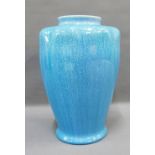 Pilkingtons Royal Lancastrian lobed and high shouldered vase, with blue crystalline glaze, factory