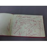 Autograph book with a collection of mainly Scottish Football club signatures to include Rangers FC