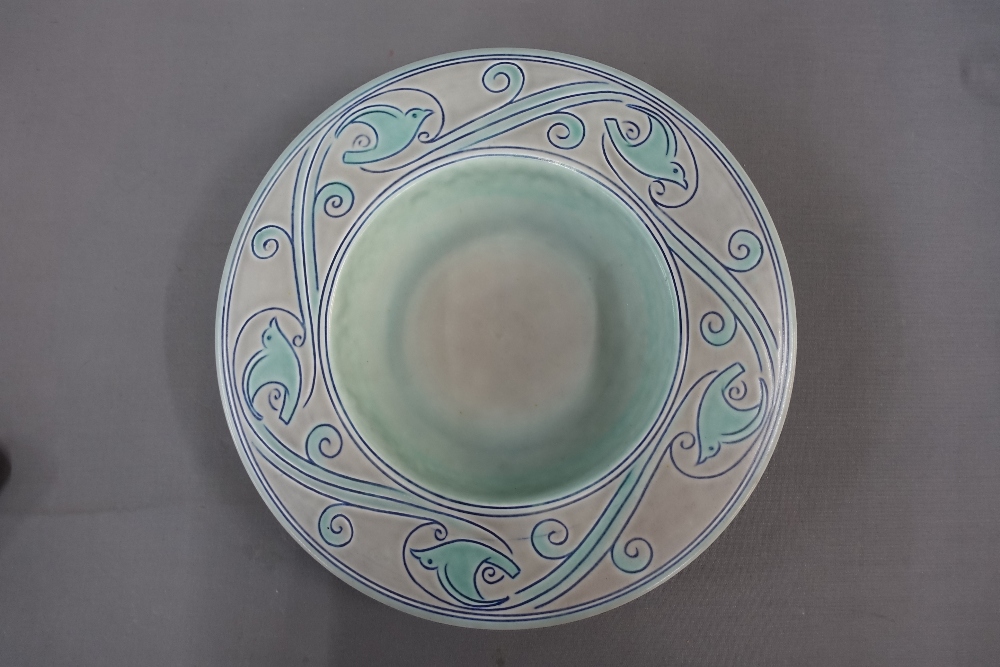 William S Mycock for Pilkingtons Royal Lancastrian, bowl with incised bird pattern, impressed