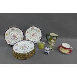 Mixed porcelains to include a set of twelve royal Crown Derby plates, German porcelain scent