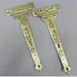 A pair of Northern Lighthouse brass Gothic style hinges, impressed N.L. 50cm long (2)