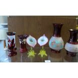 Collection of 19th century and later coloured glass to include vases etc (6)