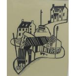 Willie Rodger ARSA, RGI (Scottish 1930 - 2015) Down to the harbour, St Abbs, Linocut, signed, Framed