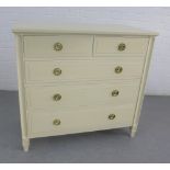 Leporello cream chest, the rectangular top over two short and three long drawers, 88 x 96cm