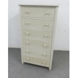 Leporello grey chest, the square top over six drawers, 122 x 66cm
