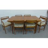 Mackintosh teak extending dining table and set of six chairs 74 x 160cm