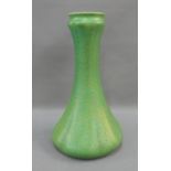 Pilkingtons Royal Lancastrian mottled green glaze vase with garlic shaped mouth, impressed factory