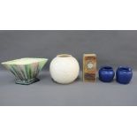 Mixed lot to include a Spode Velamour fish pattern vase, Sylvac base, pair of blue glazed ovoid