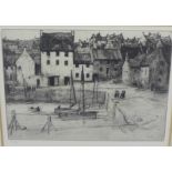 William Walker, Harbour Scene, Etching, singed in pencil, Framed under glass, 27 x 20cm