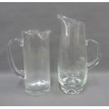 Two glass water jugs, tallest 32cm 92)