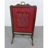 Mahogany framed fire screen with embroidered panel, 100 x 56cm