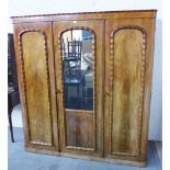 19th century mahogany three door wardrobe, 190 x 200cm