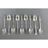 Set of nine Victorian silver fiddle pattern spoons, Robert Gray & Son, Glasgow 1848, 18cm (9)