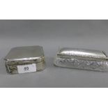 George V silver box with hinged lid and cedar lined, Birmingham 1912, 9cm, together with an