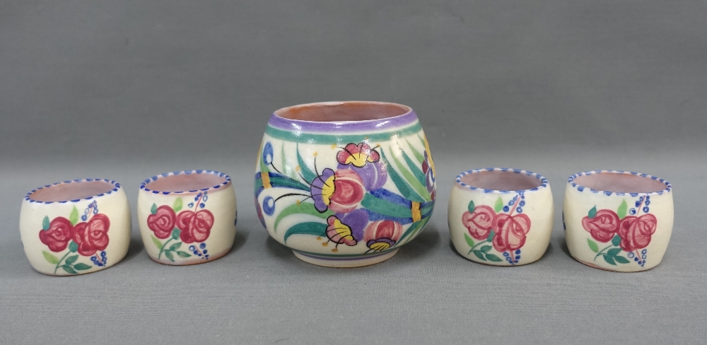 Collection of Poole Pottery to include a pair of white glazed ovoid vases, butte dish, egg cups - Image 2 of 4