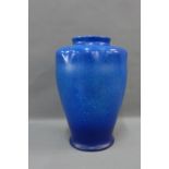 Pilkingtons Royal Lancastrian lobed and high shouldered vase with mottled blue glaze, impressed