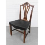 19th century mahogany side chair with arched top rail and vertical splat back, upholstered seat,