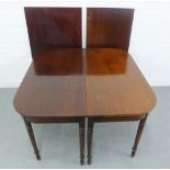 19th century mahogany d-end dining table with two extra leaves, 74 x 116cm