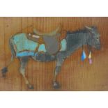 Alexander Fraser, (Scottish b.1940) Wooden Donkey, Oil on wood panel, signed with initials and dated