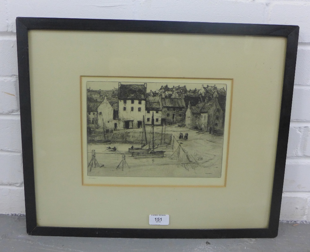 William Walker, Harbour Scene, Etching, singed in pencil, Framed under glass, 27 x 20cm - Image 2 of 3