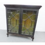 19th century bookcase with astragal glazed doors and cabriole legs, 120 x 110cm