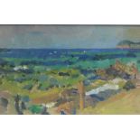 Peter Spens (British School) Le' Escalet Plage, Oil on board, signed with initials, framed under