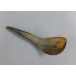 Inuit carved horn spoon, 17cm long