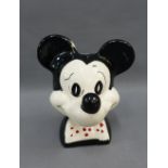 vintage Mickey Mouse pottery money bank, 15cm high