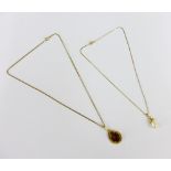9ct gold necklace and a yellow metal necklace (2)