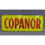 Copanor yellow and red enamel sign of rectangular form, 97 x 39cm