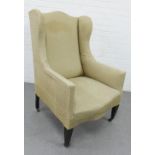 Upholstered wing back chair, 108 x 64cm